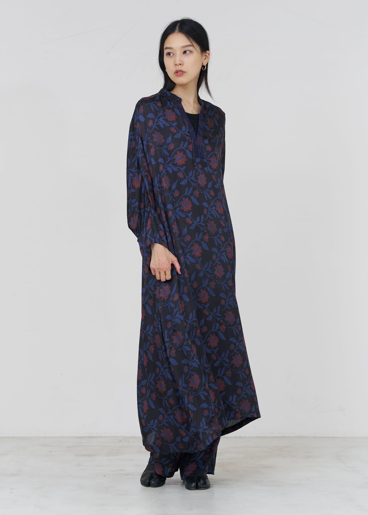 Modal Satin Clematis Print Kurta Dress