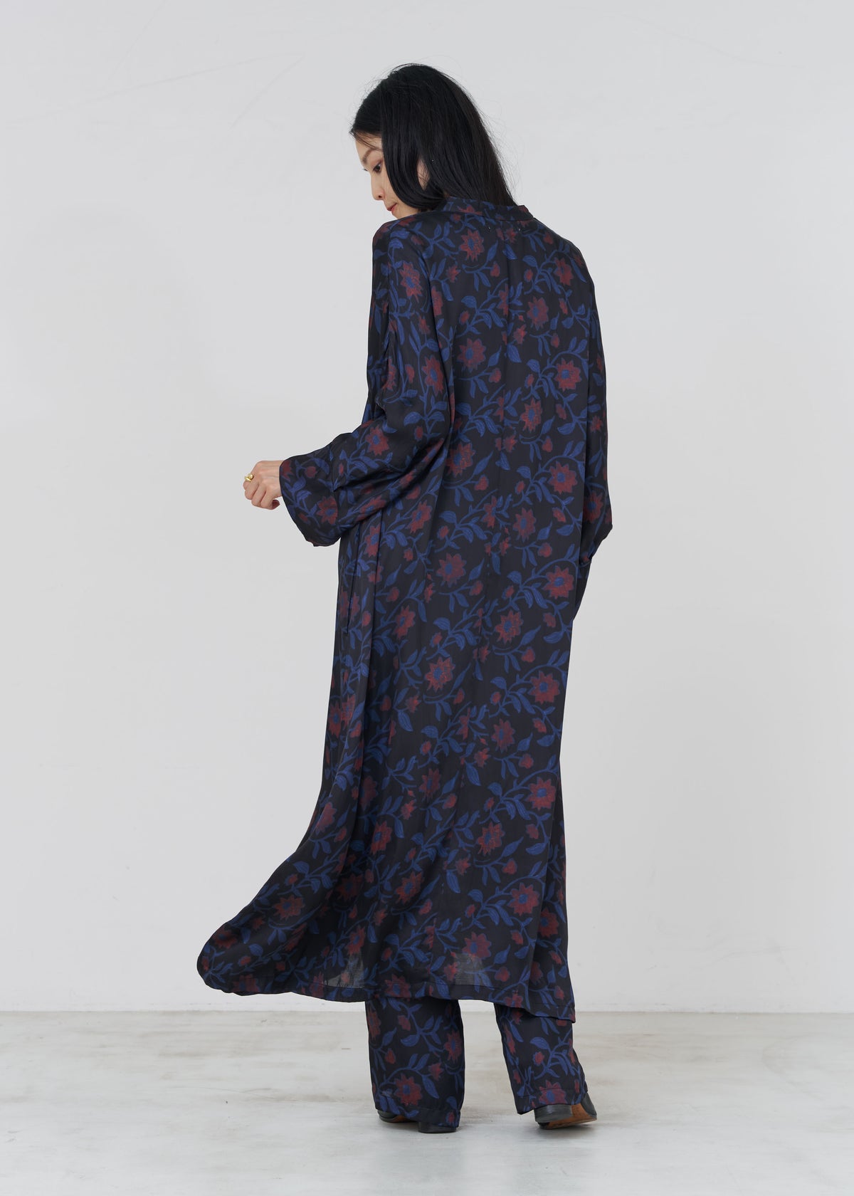 Modal Satin Clematis Print Kurta Dress