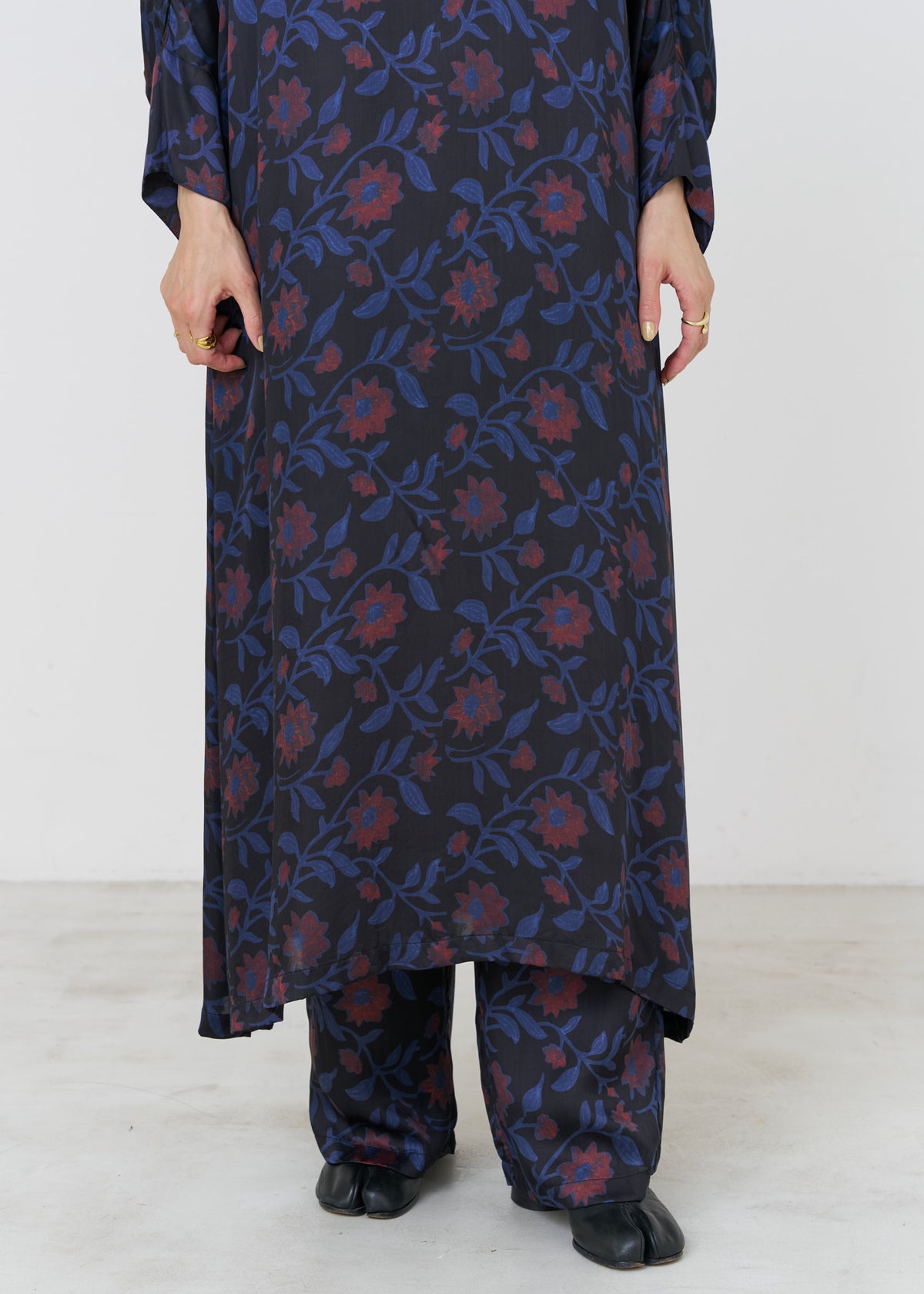Modal Satin Clematis Print Kurta Dress