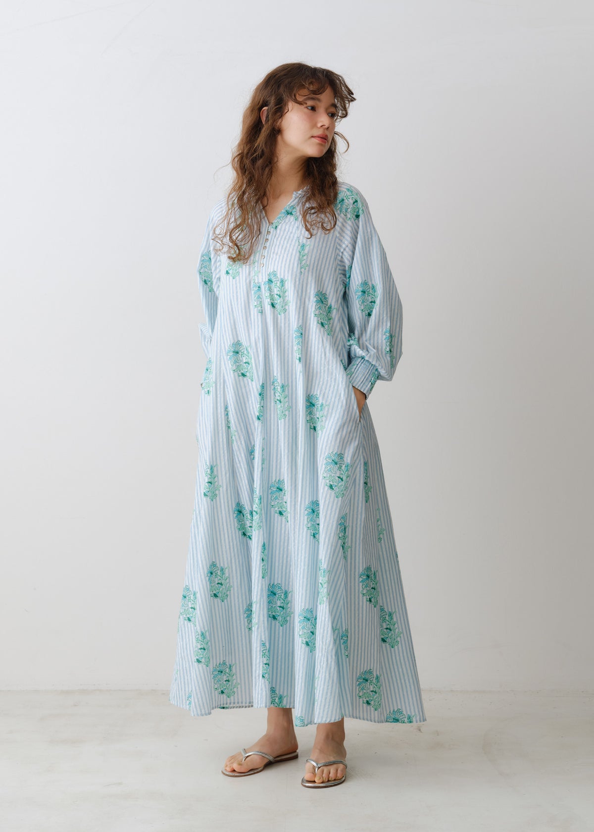 Cotton Jacquard Lily Print Flare Dress