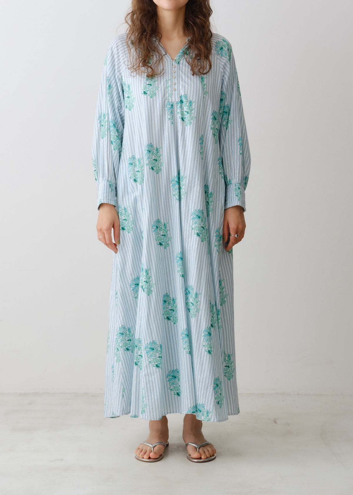 Cotton Jacquard Lily Print Flare Dress