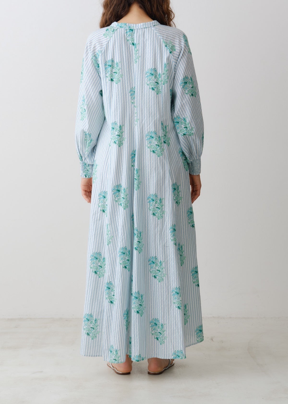 Cotton Jacquard Lily Print Flare Dress