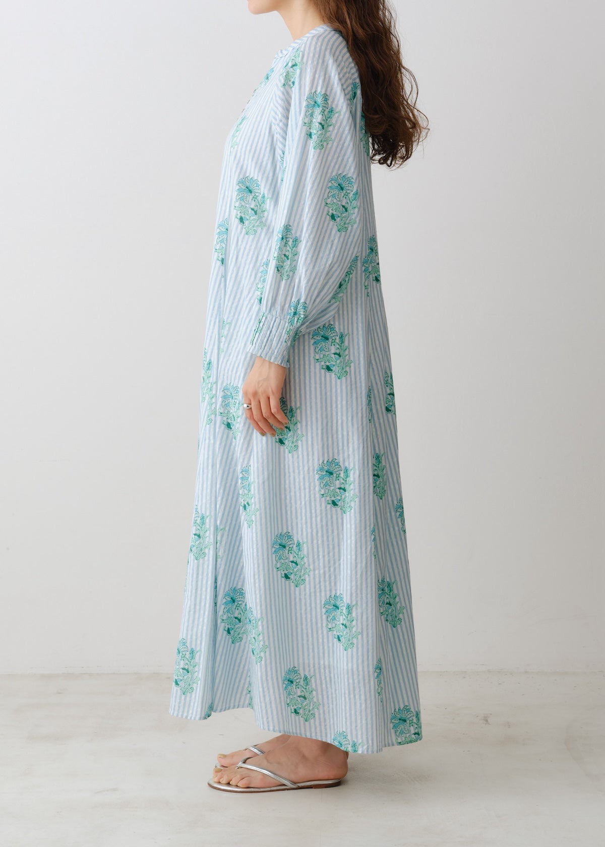 Cotton Jacquard Lily Print Flare Dress