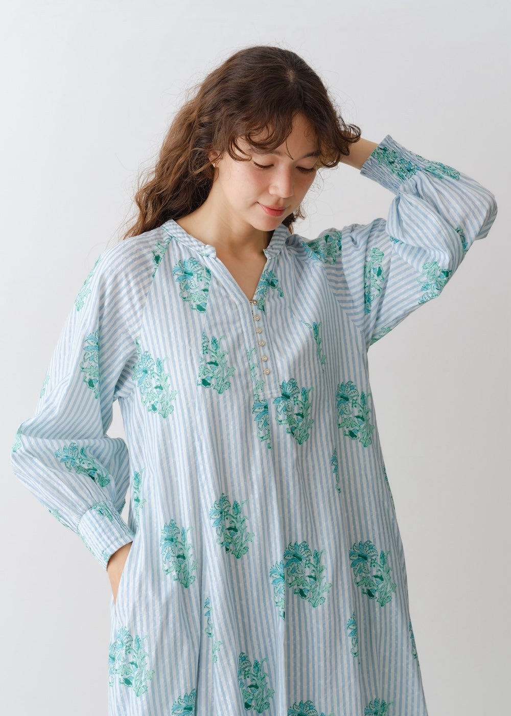 Cotton Jacquard Lily Print Flare Dress