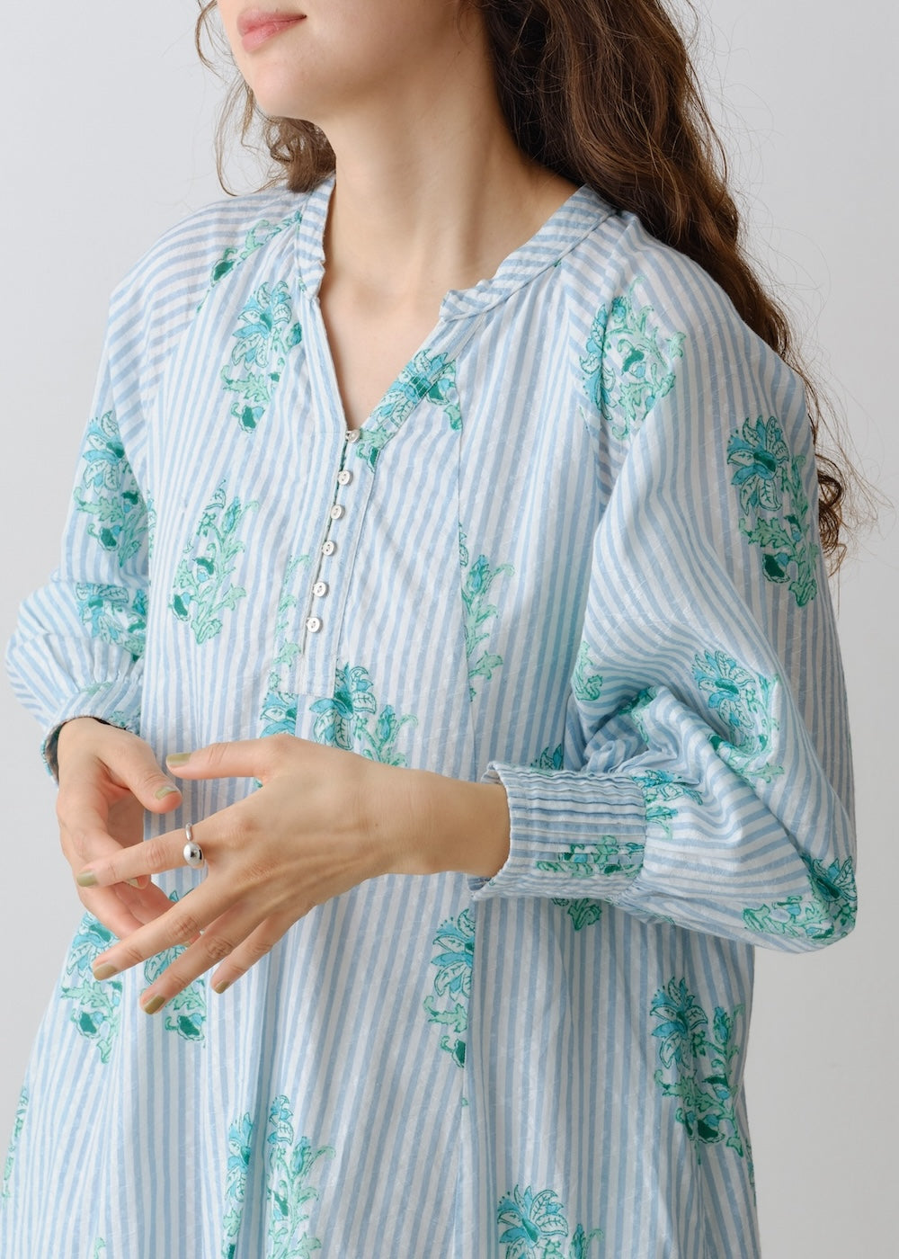 Cotton Jacquard Lily Print Flare Dress