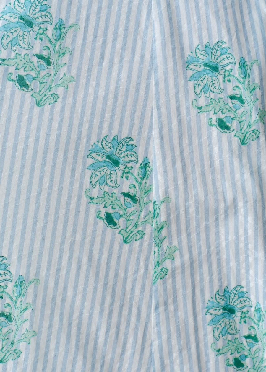 Cotton Jacquard Lily Print Flare Dress