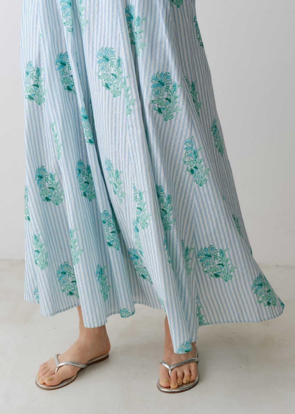 Cotton Jacquard Lily Print Flare Dress