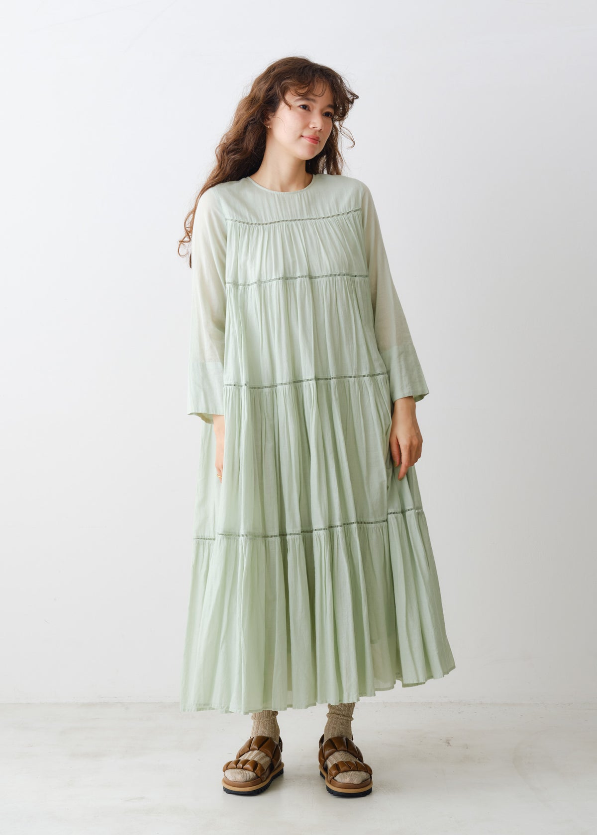 Cotton Voile Tiered Maxi Dress
