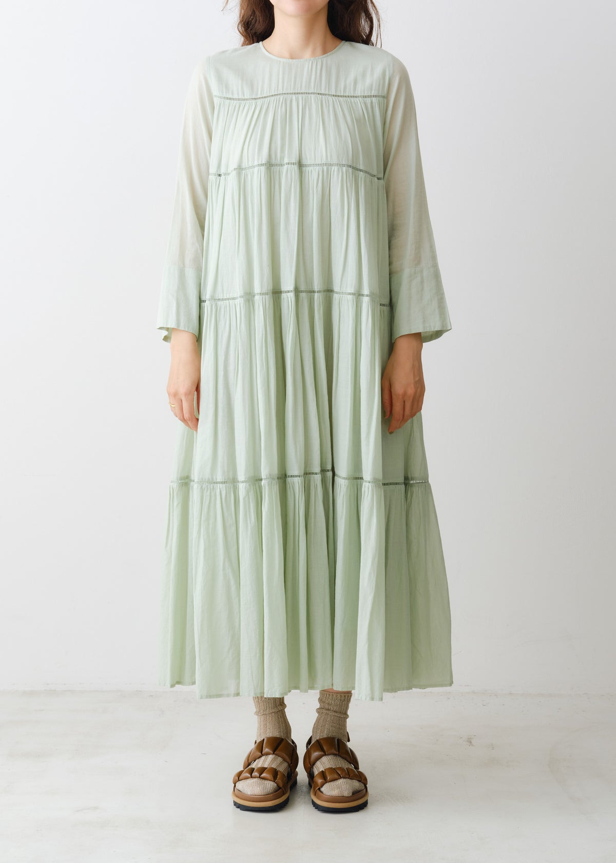Cotton Voile Tiered Maxi Dress