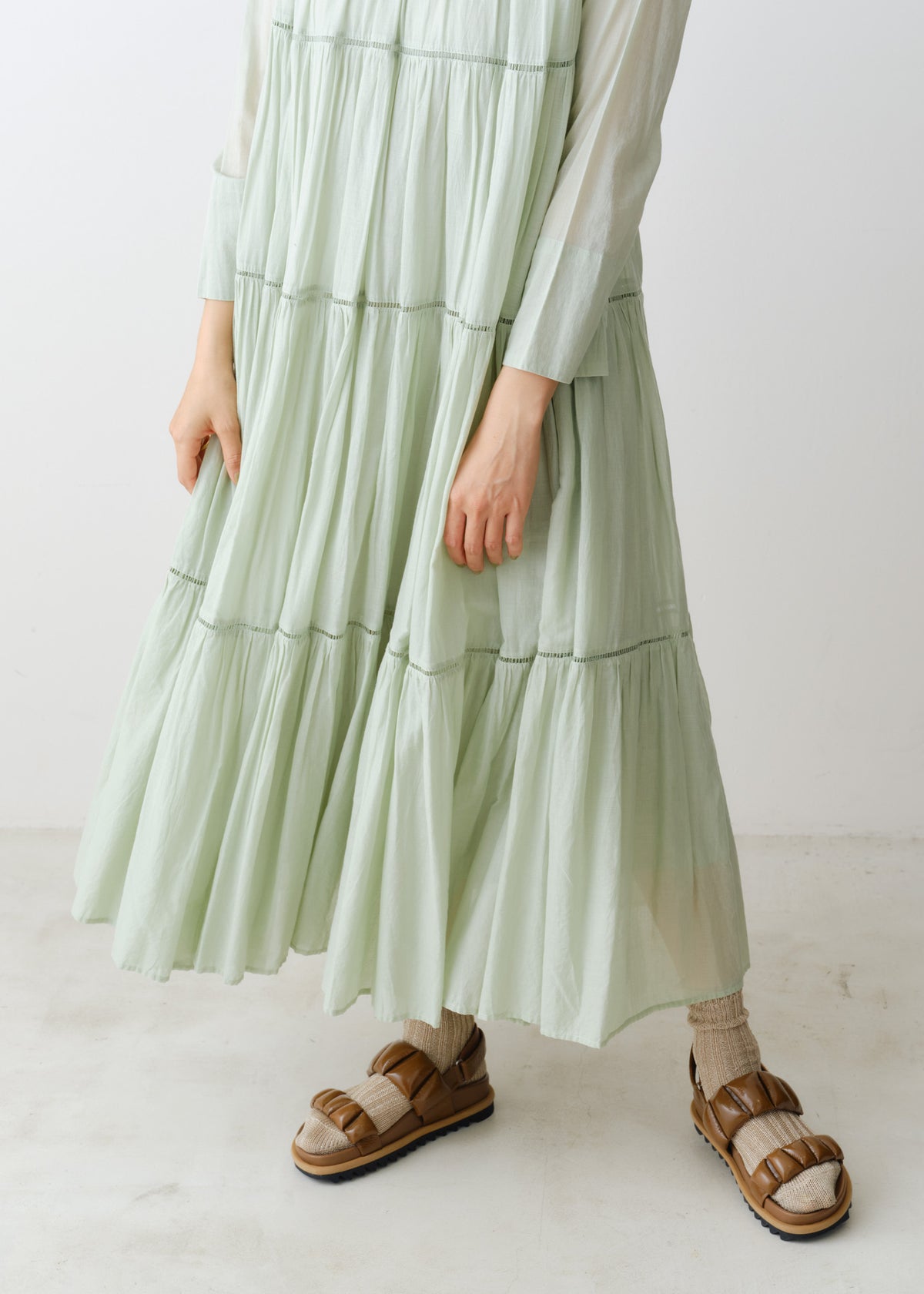 Cotton Voile Tiered Maxi Dress