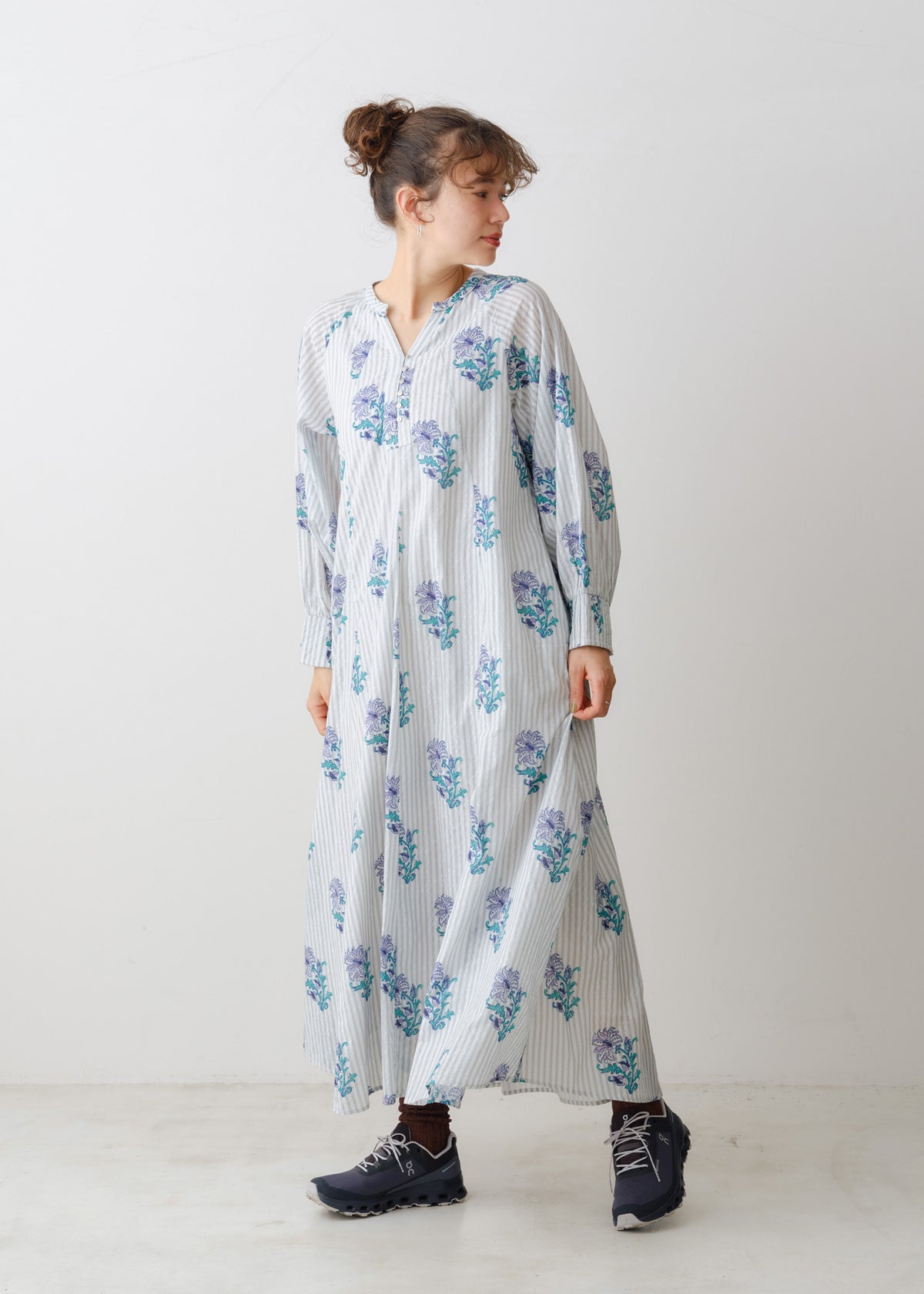 Cotton Jacquard Lily Print Flare Dress