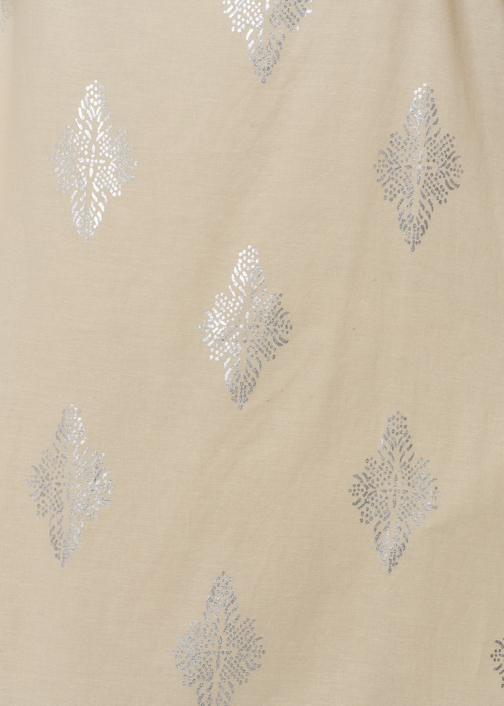 Cotton Linen Foil Print Gather Blouse