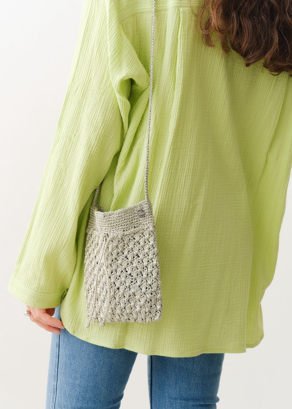 Metallic Macrame Sacoche Bag