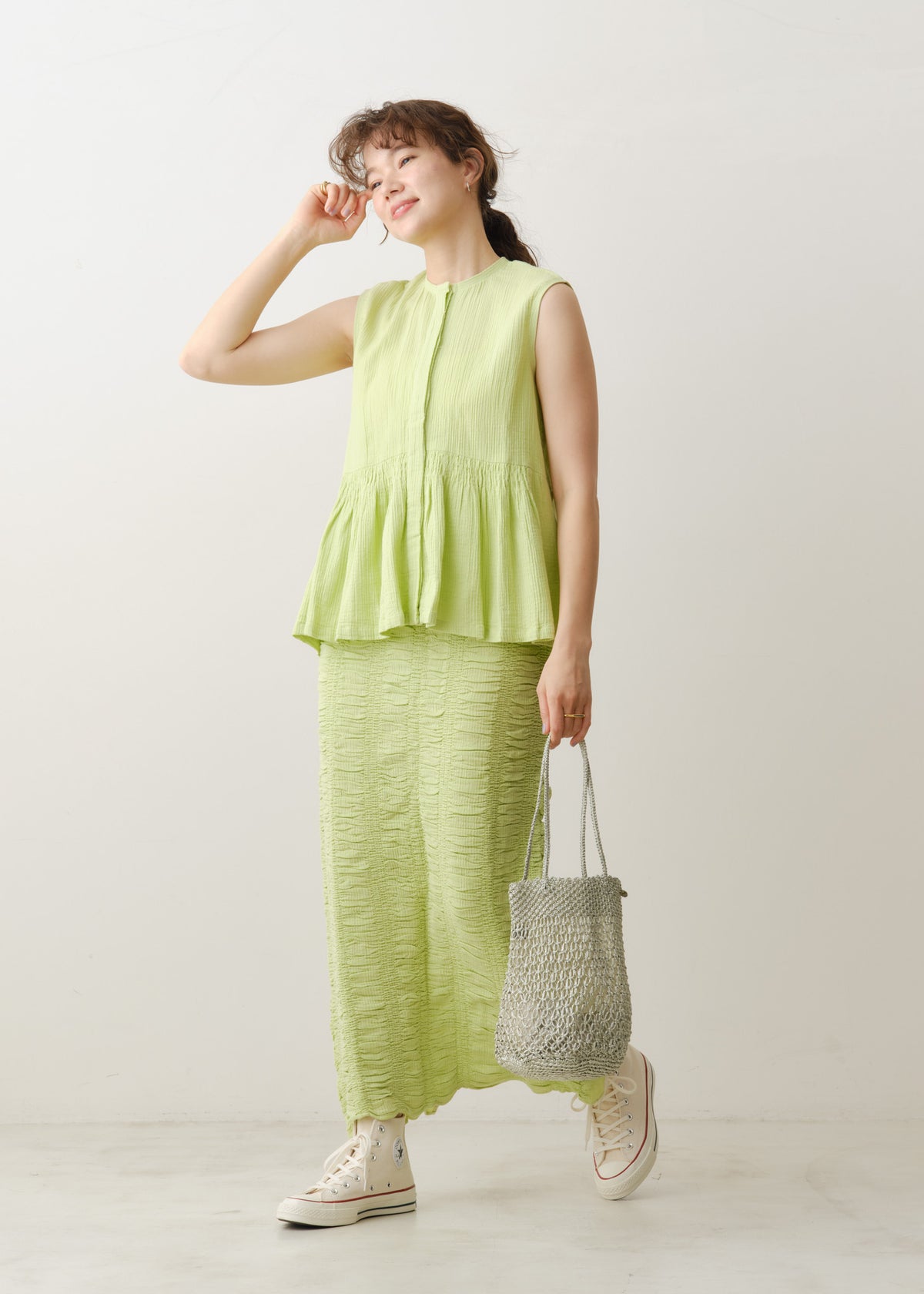 Double Gauze Shirring Skirt