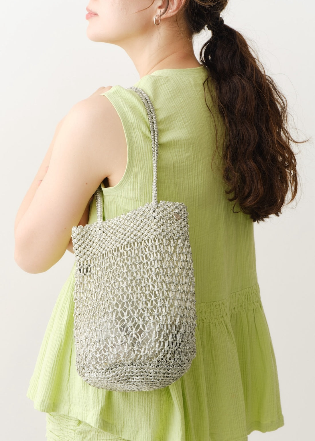 Metallic Macrame Tote