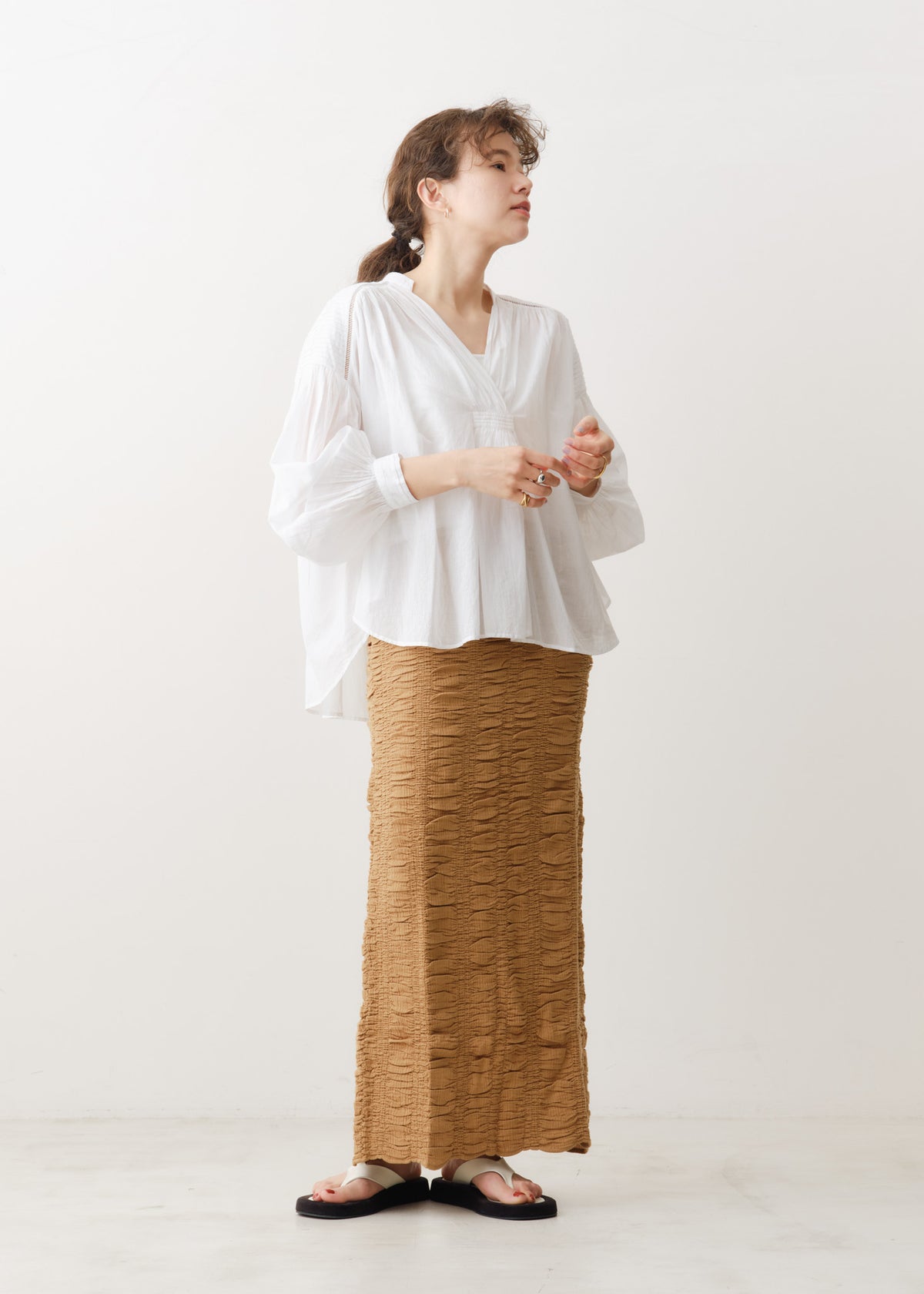 Double Gauze Shirring Skirt