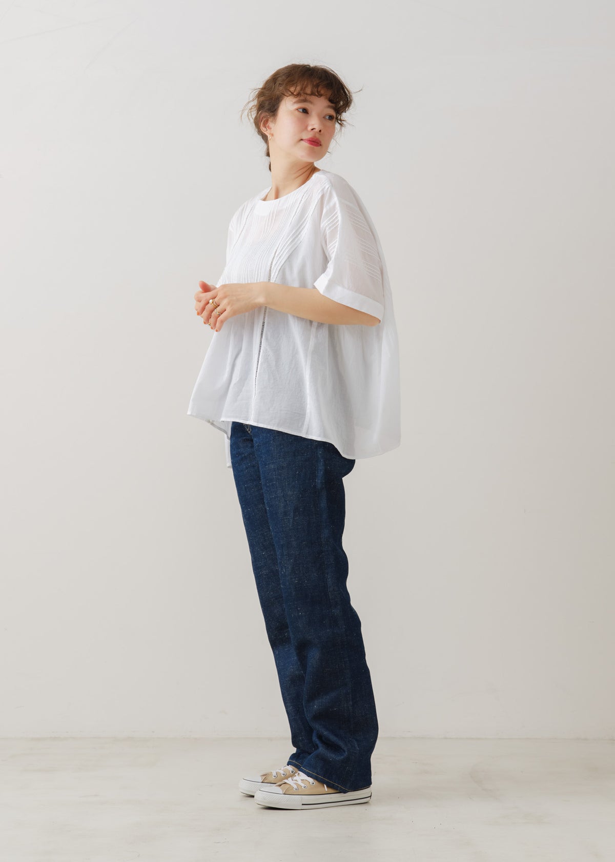 Cotton Voile Pin Tuck Blouse