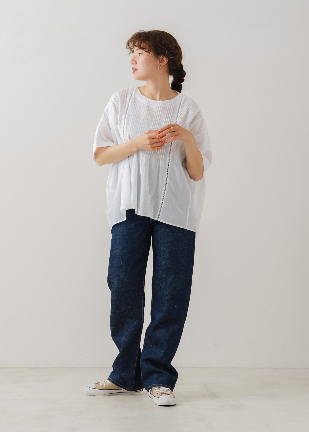 Cotton Voile Pin Tuck Blouse