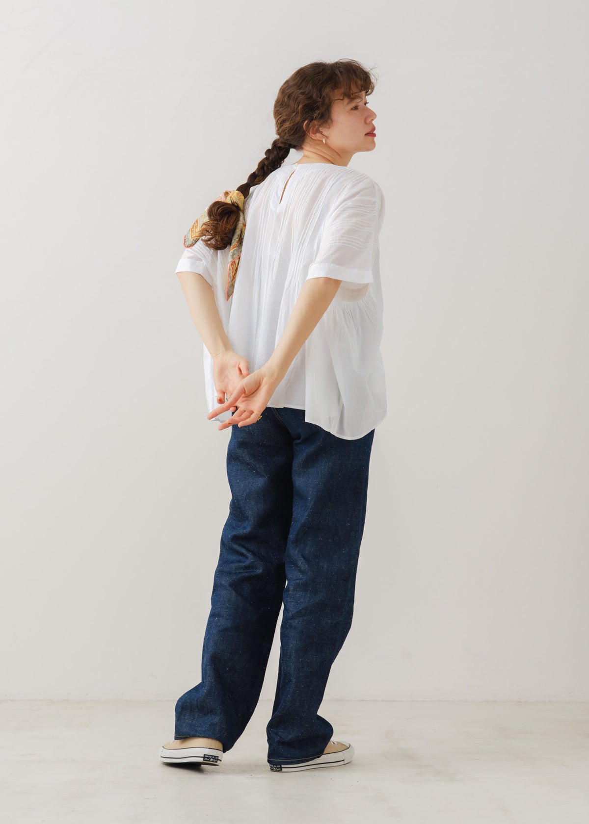 Cotton Voile Pin Tuck Blouse