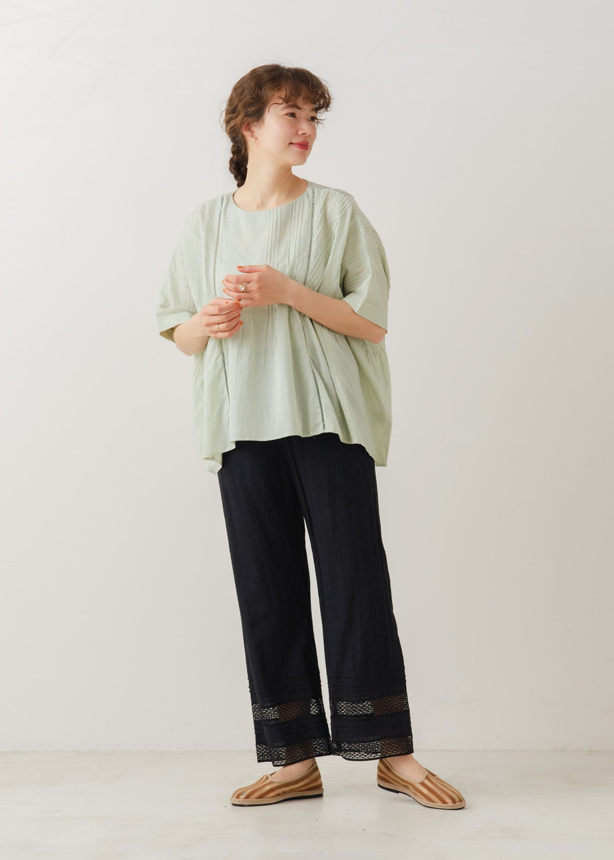 Cotton Voile Pin Tuck Blouse