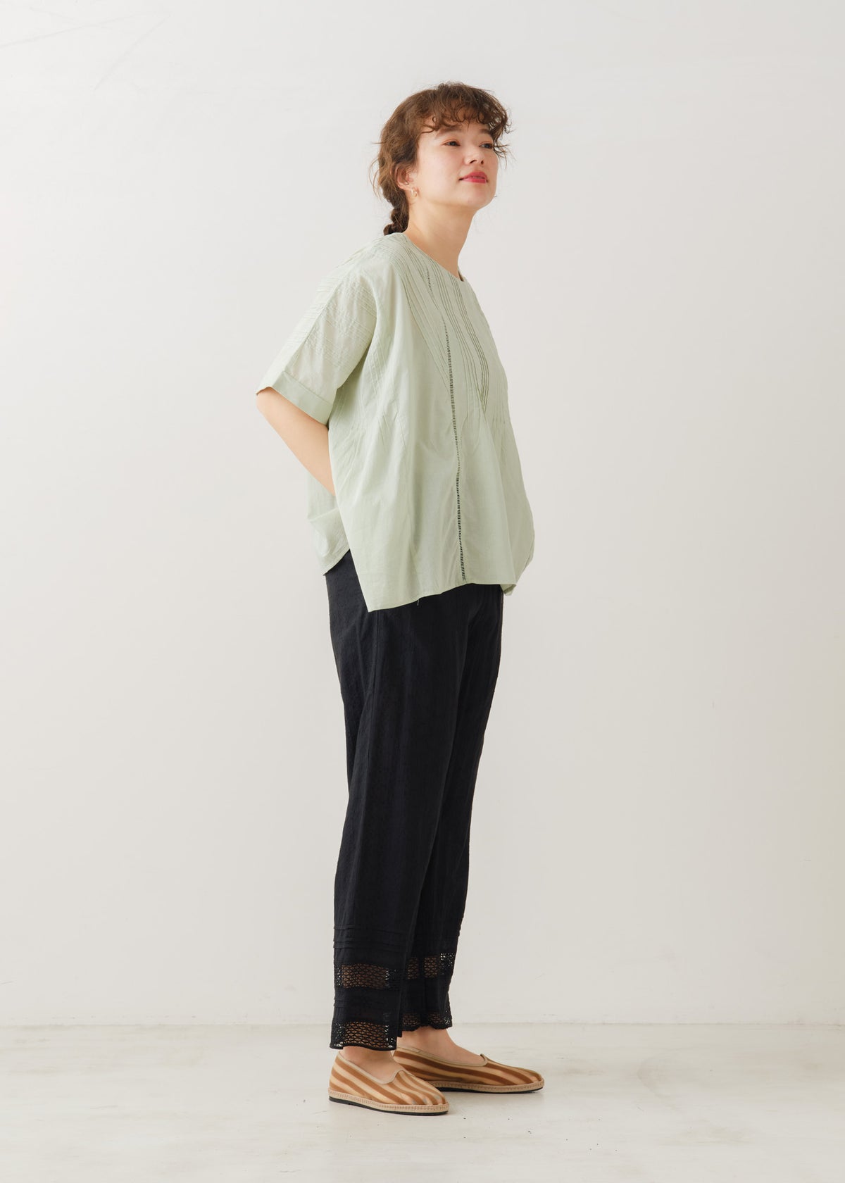 Cotton Voile Pin Tuck Blouse