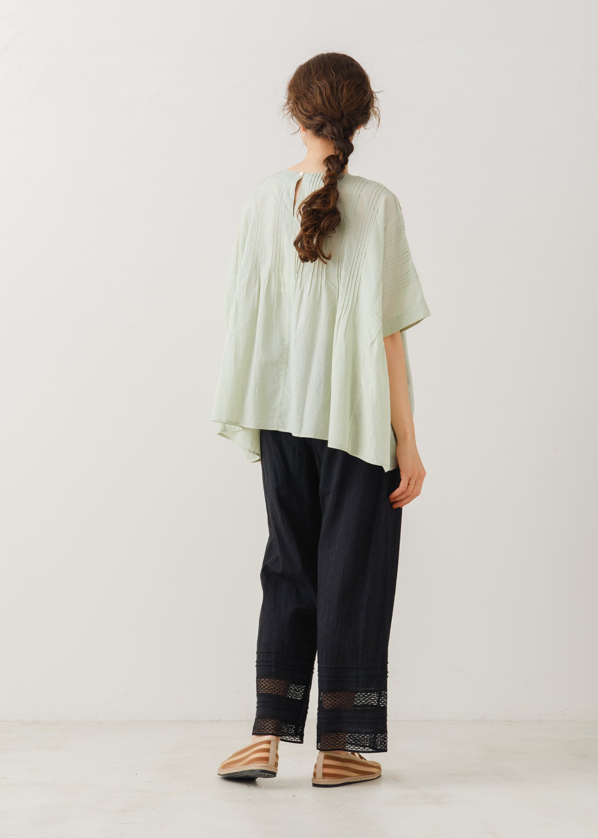 Cotton Voile Pin Tuck Blouse