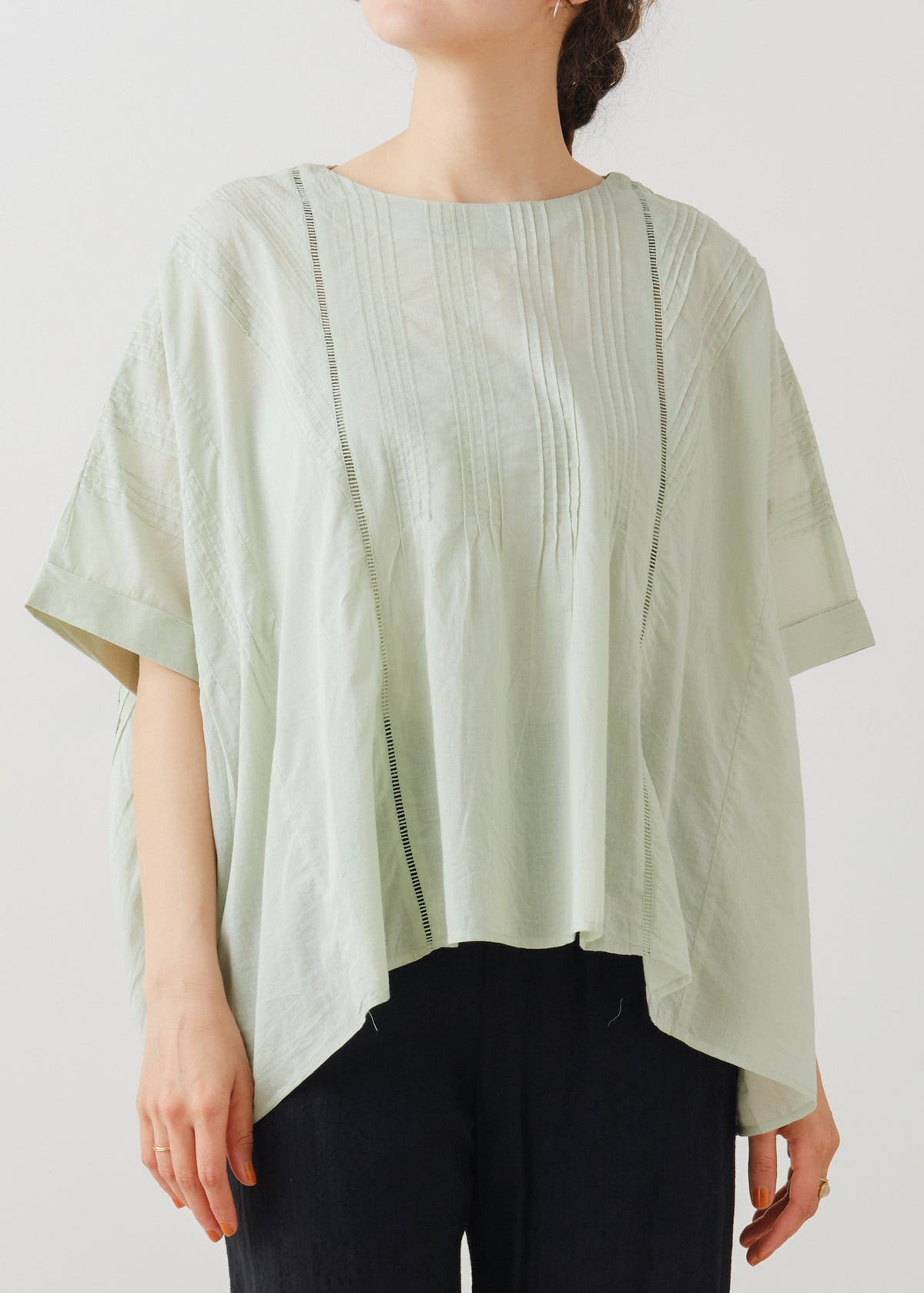 Cotton Voile Pin Tuck Blouse