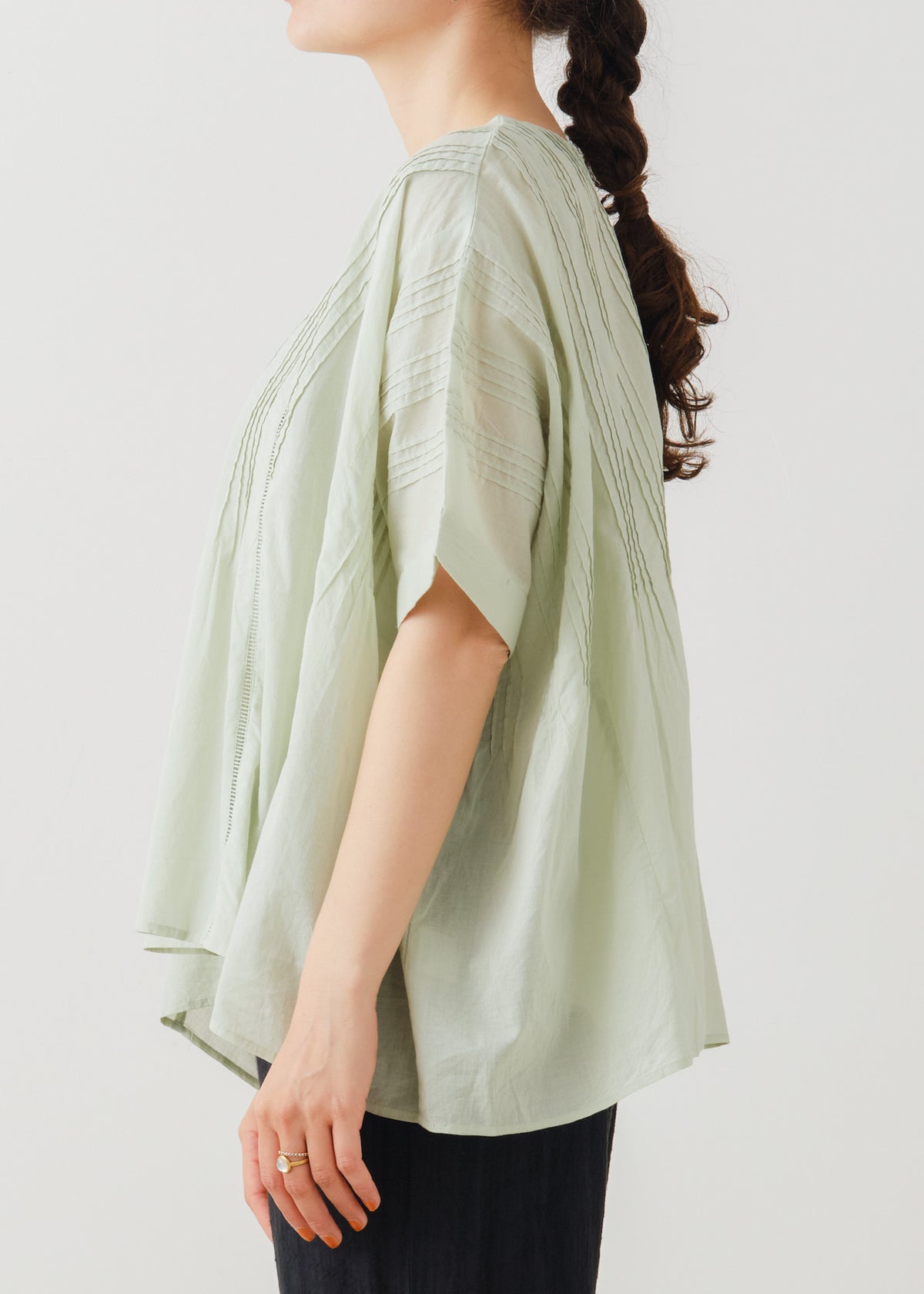 Cotton Voile Pin Tuck Blouse