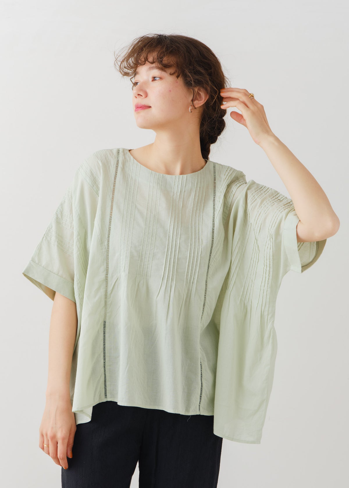 Cotton Voile Pin Tuck Blouse