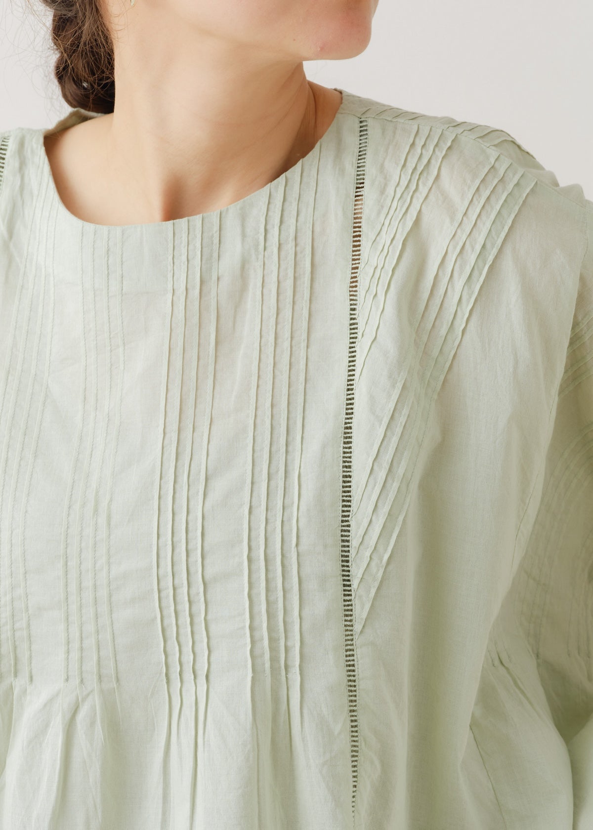 Cotton Voile Pin Tuck Blouse