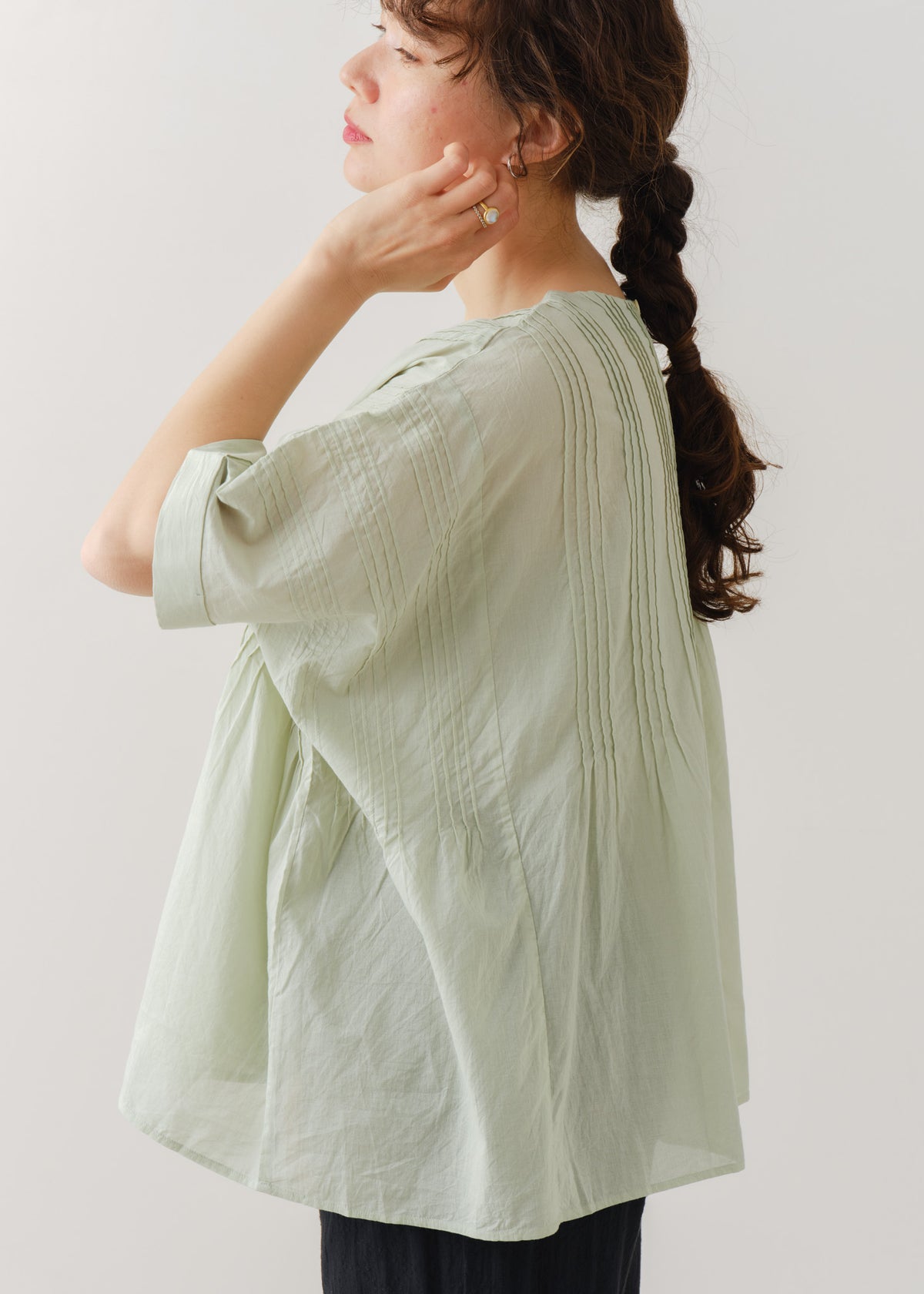 Cotton Voile Pin Tuck Blouse