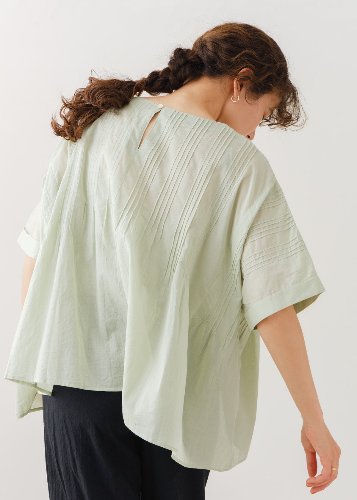 Cotton Voile Pin Tuck Blouse