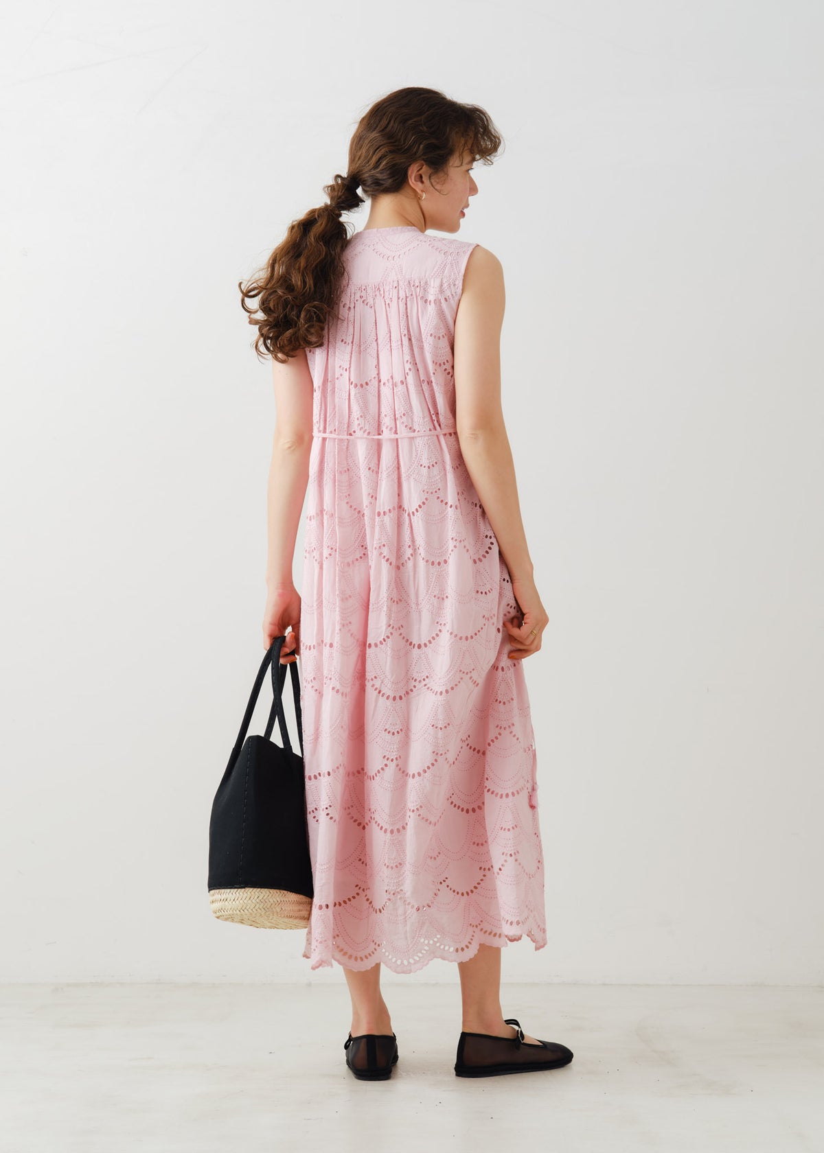 Cotton Voile Dot Hemla No Sleeve Dress