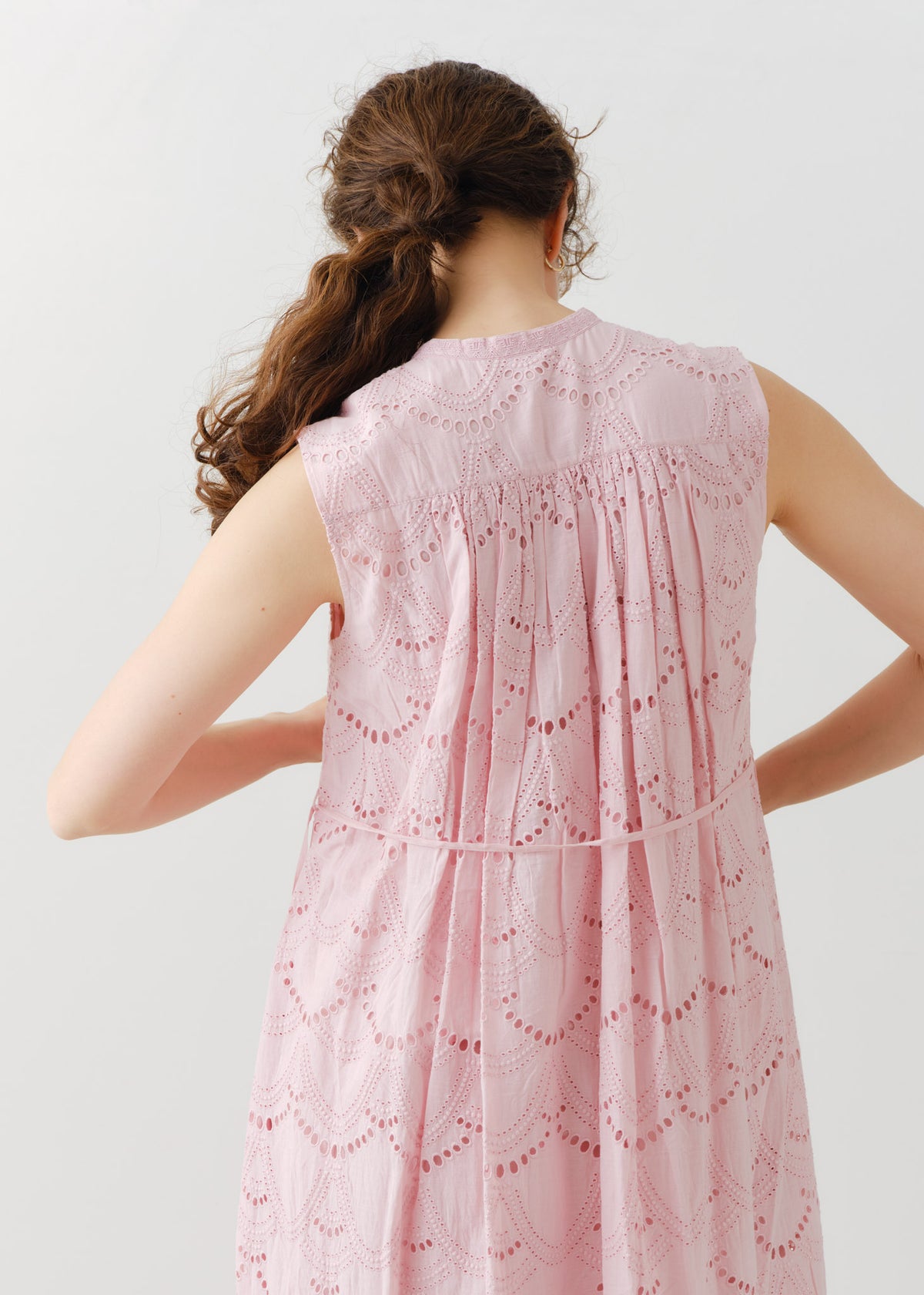 Cotton Voile Dot Hemla No Sleeve Dress