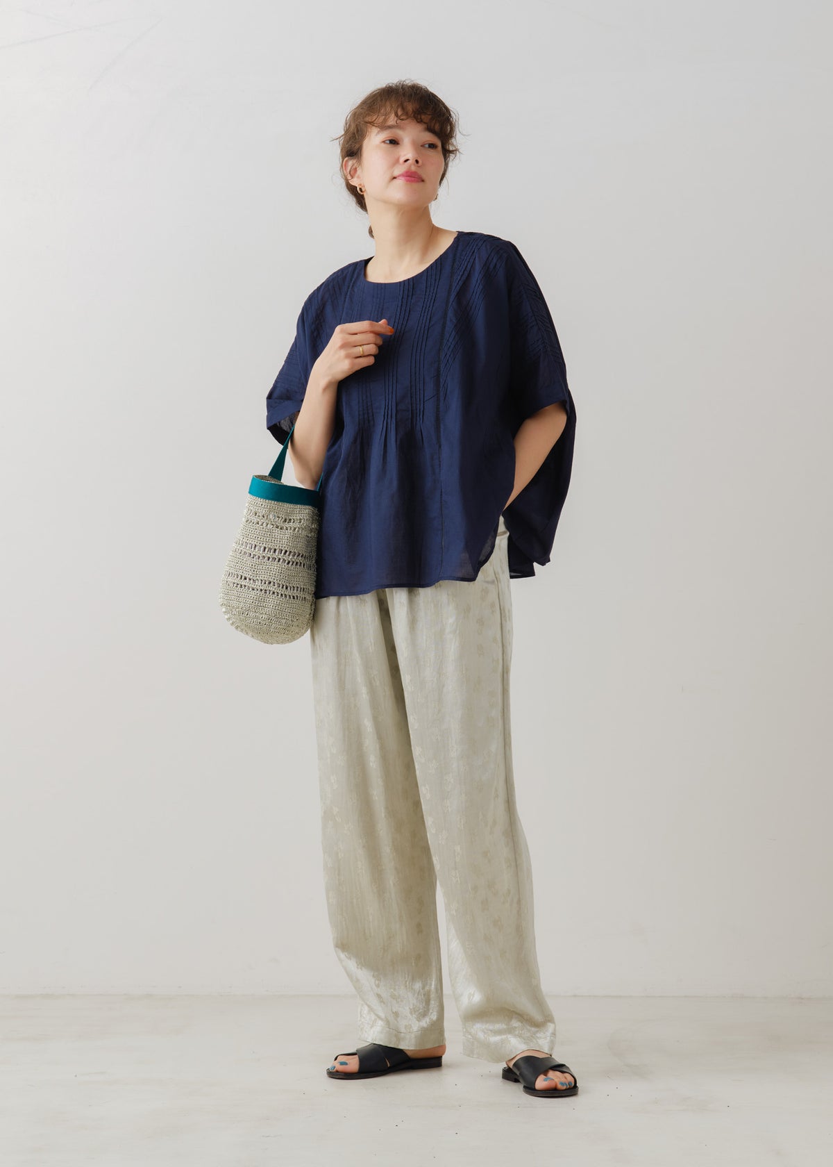 Cotton Voile Pin Tuck Blouse
