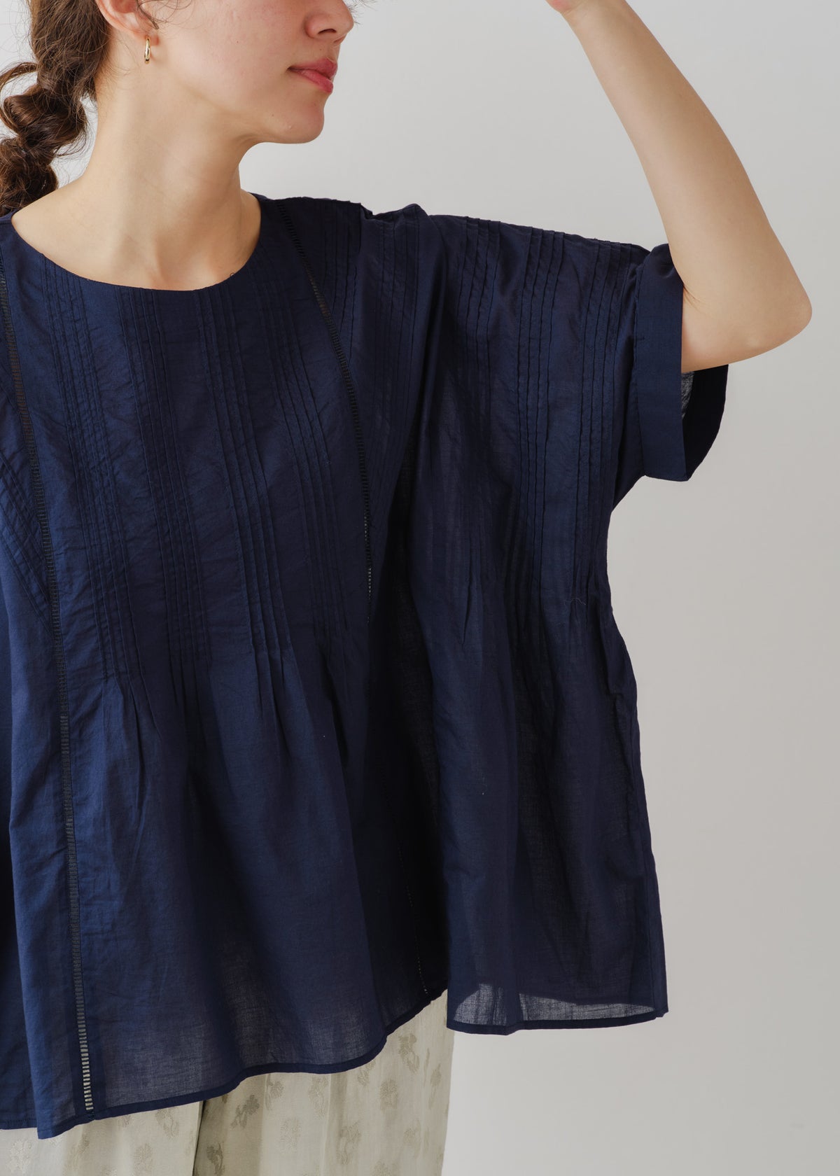 Cotton Voile Pin Tuck Blouse