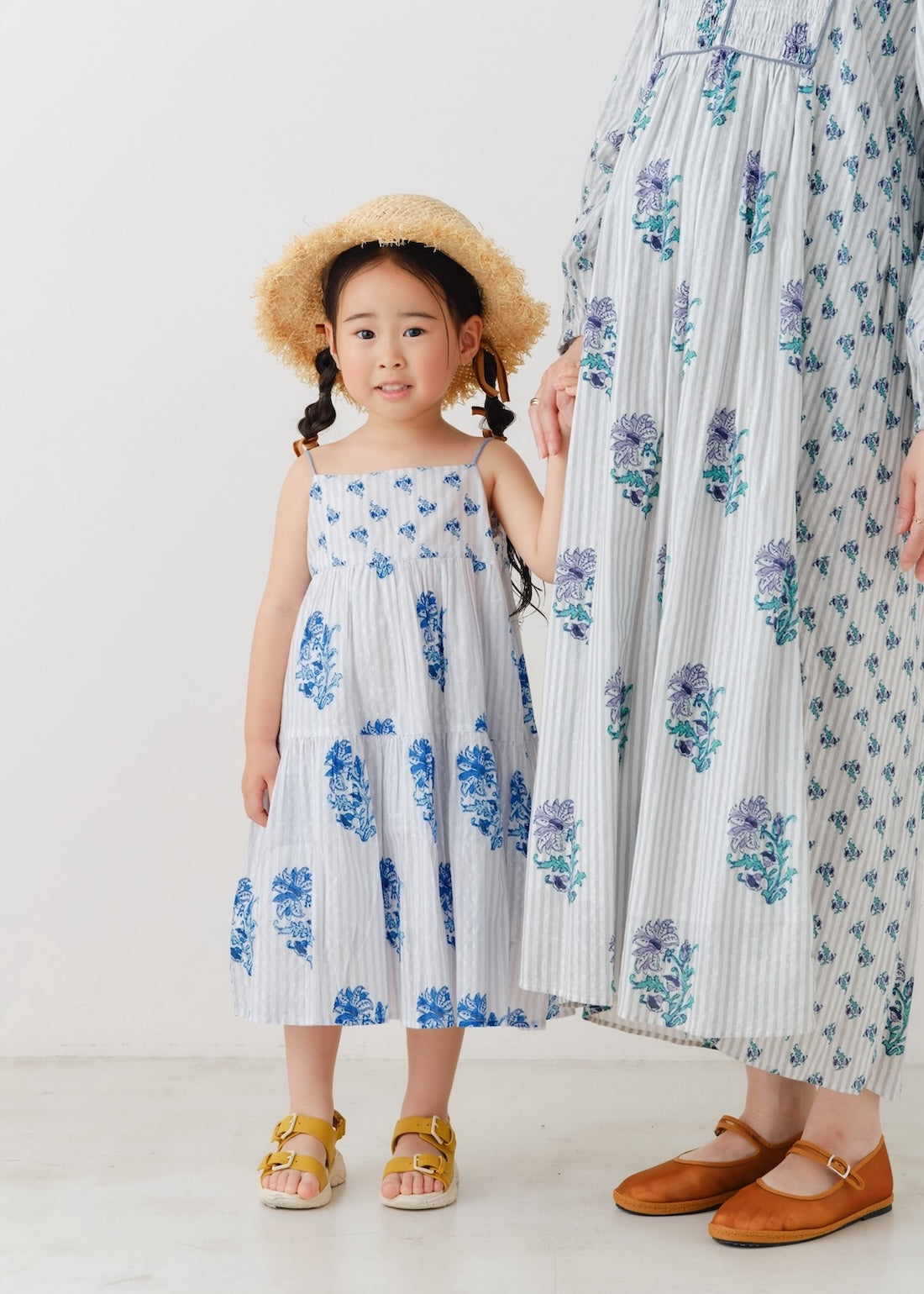 Cotton Jacquard Lily Print Kids Cami Dress