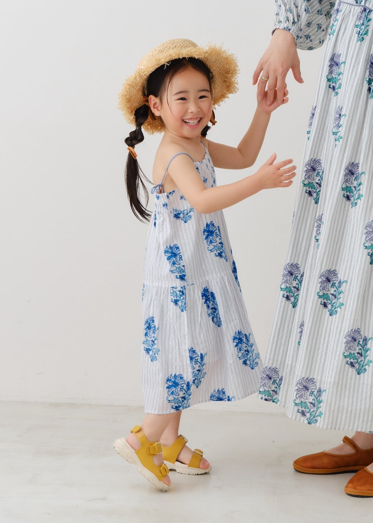 Cotton Jacquard Lily Print Kids Cami Dress