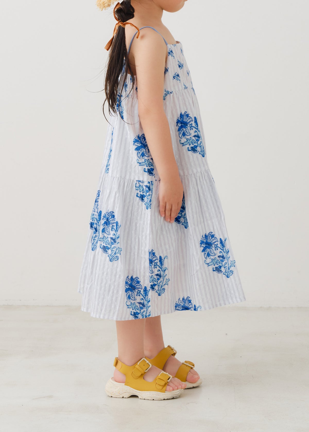 Cotton Jacquard Lily Print Kids Cami Dress