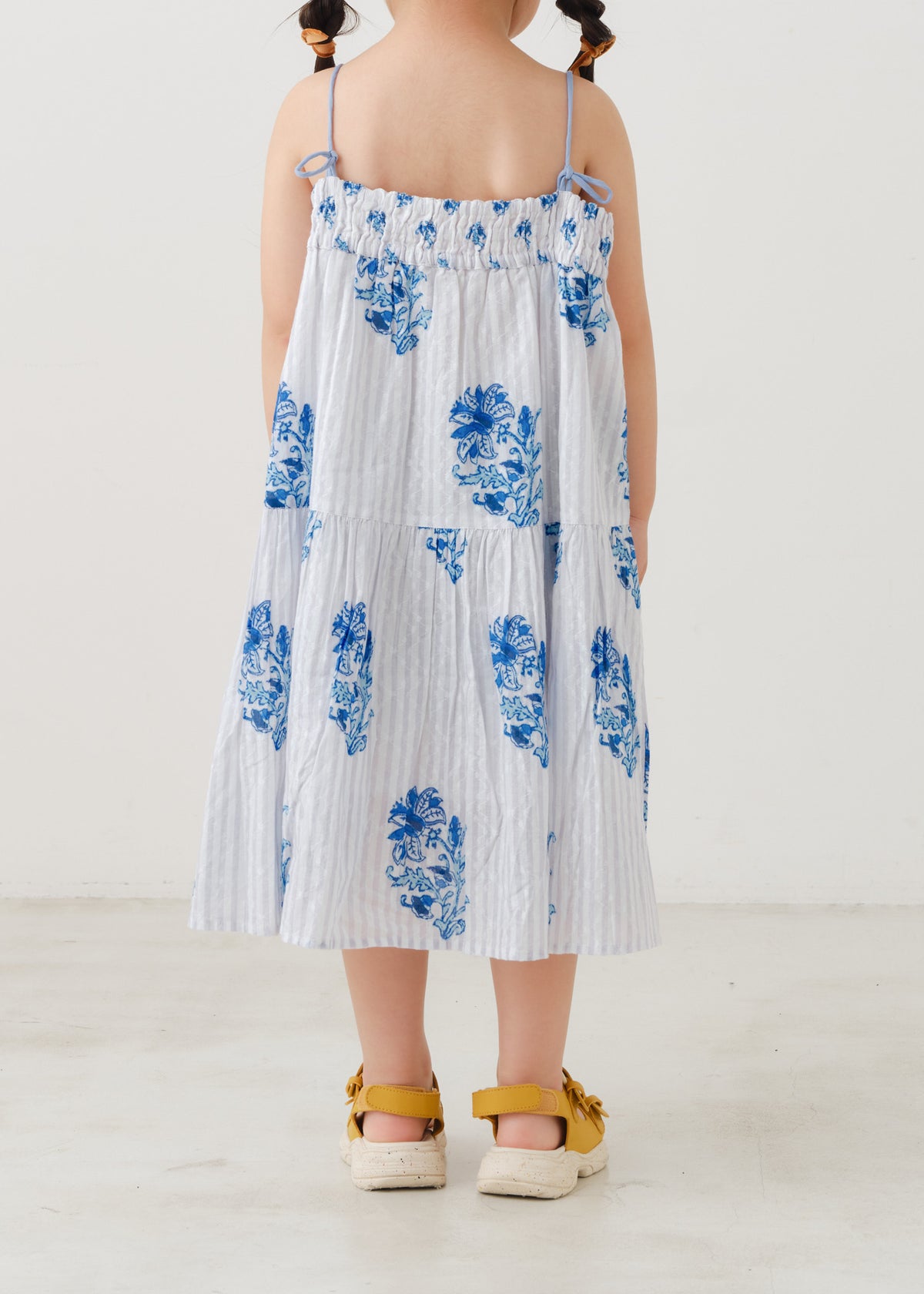 Cotton Jacquard Lily Print Kids Cami Dress