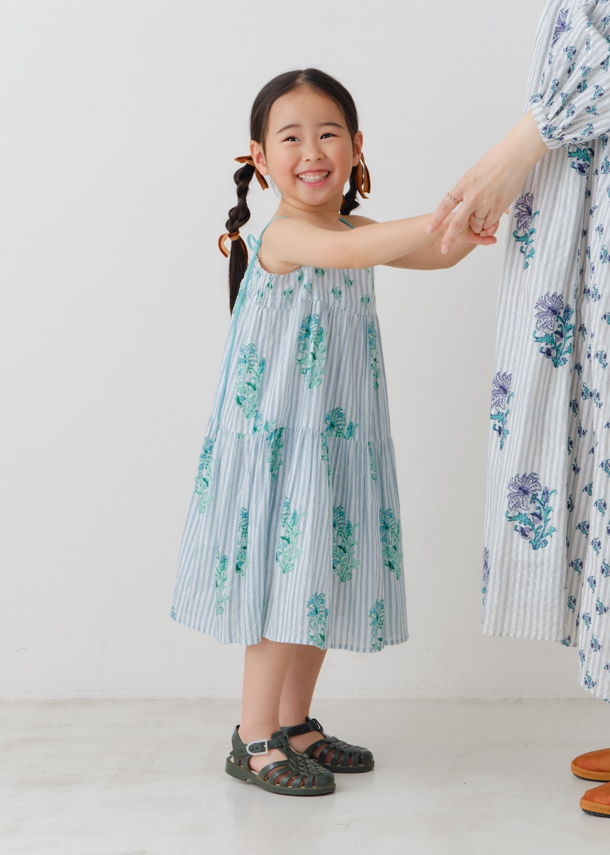 Cotton Jacquard Lily Print Kids Cami Dress