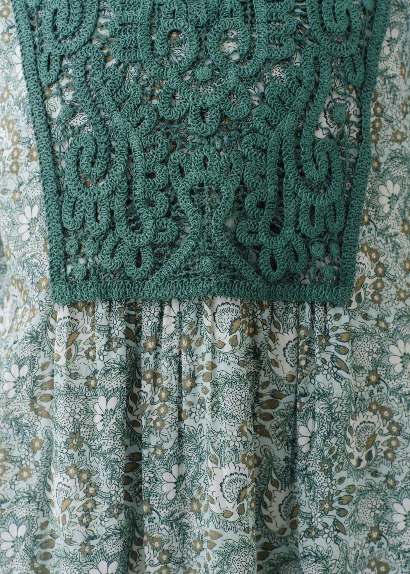 Cotton Organza Paisley Dance Lace Yoke Dress