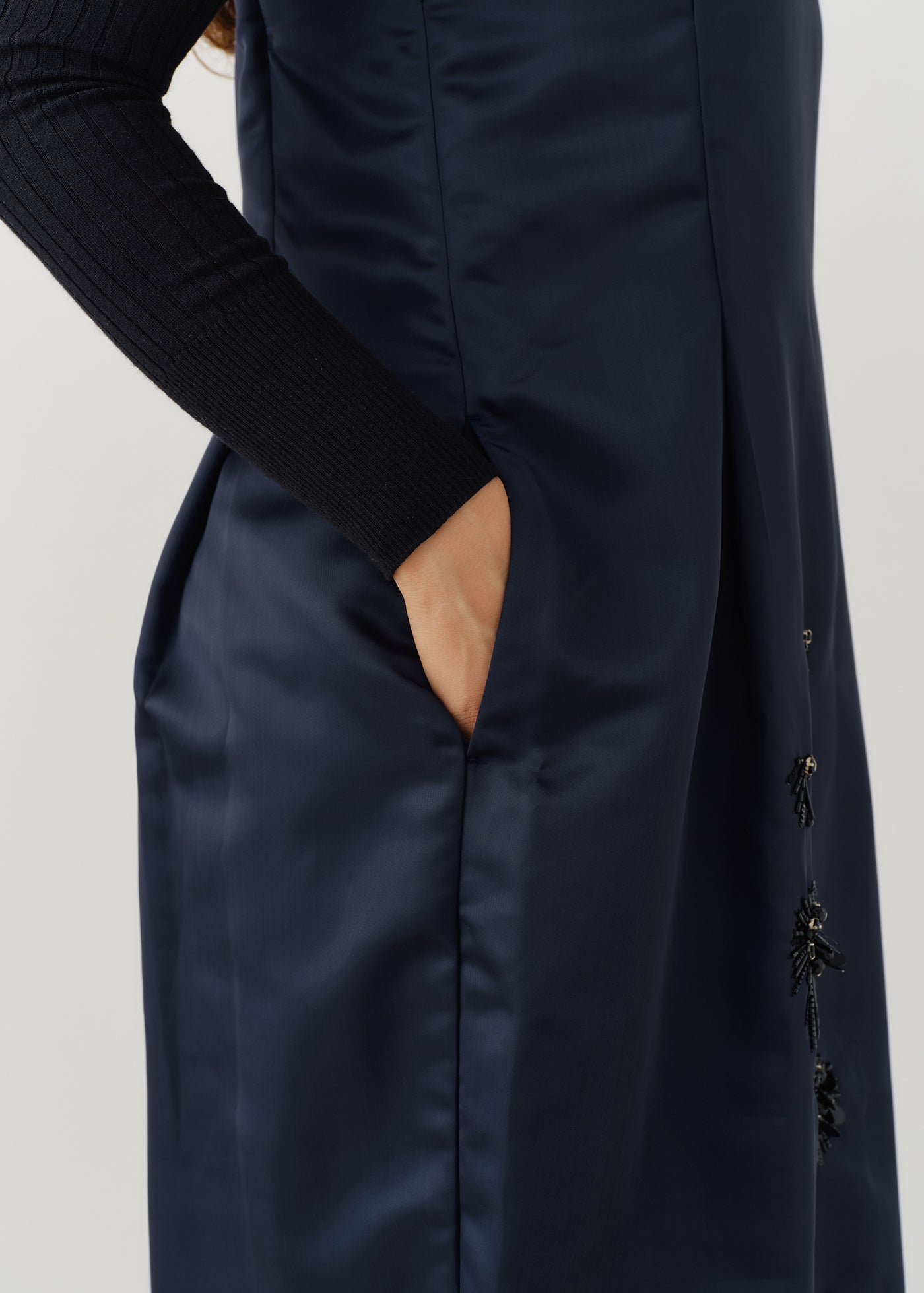 Poly Twill Sequins Embroidery Cami Dress