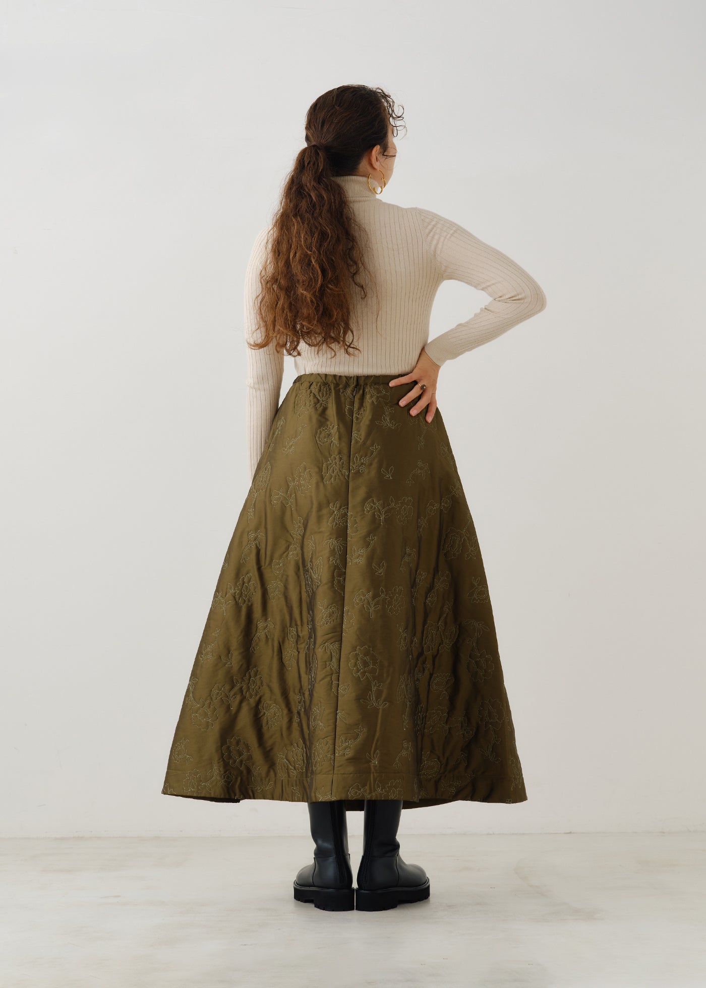 Poly Dupion Flower Embroidery Quilting Skirt | Pasand by ne