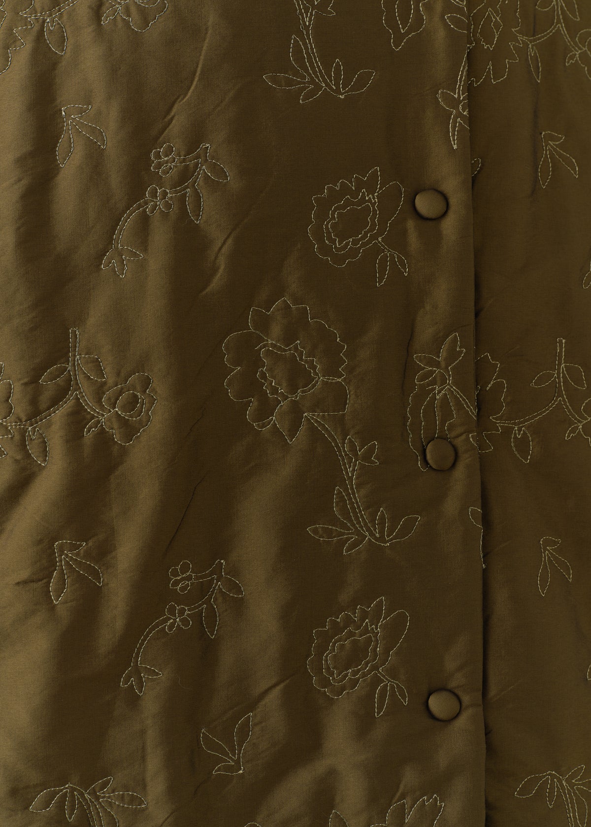 Poly Dupion Flower Embroidery Quilting Coat