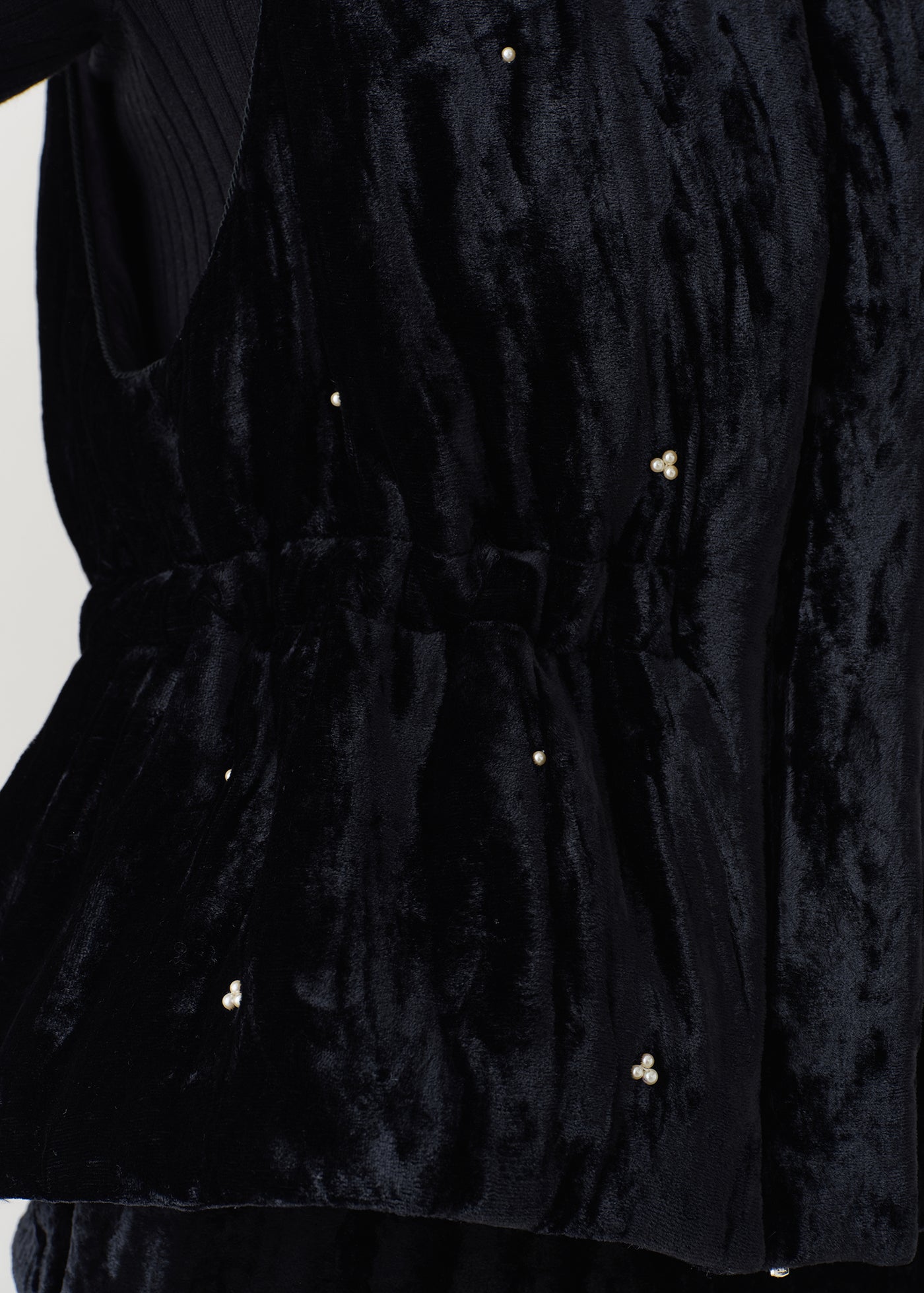 Crushed Velvet Pearl Beads Pants