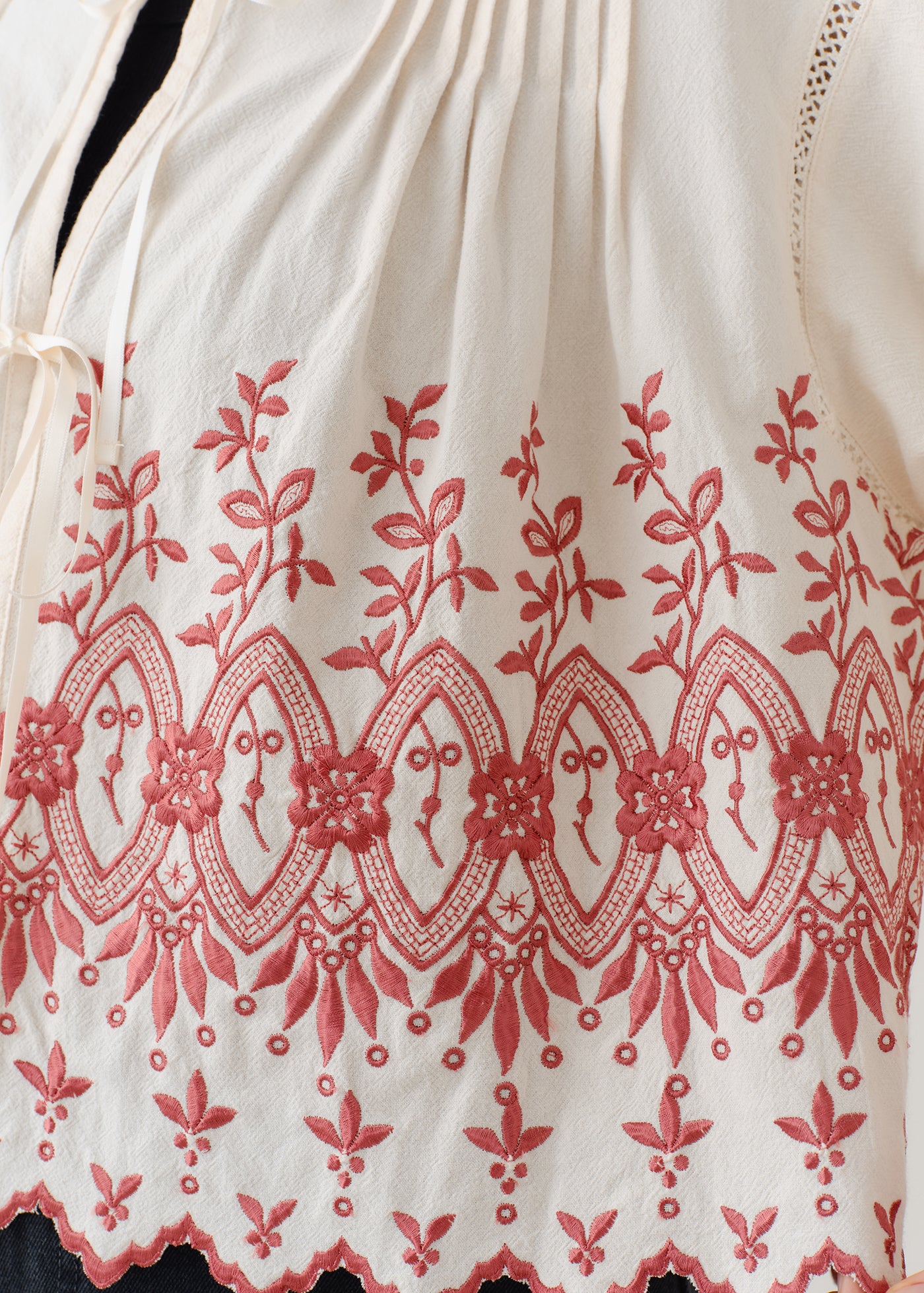 Crimp Cotton Anglaise Embroidery Top