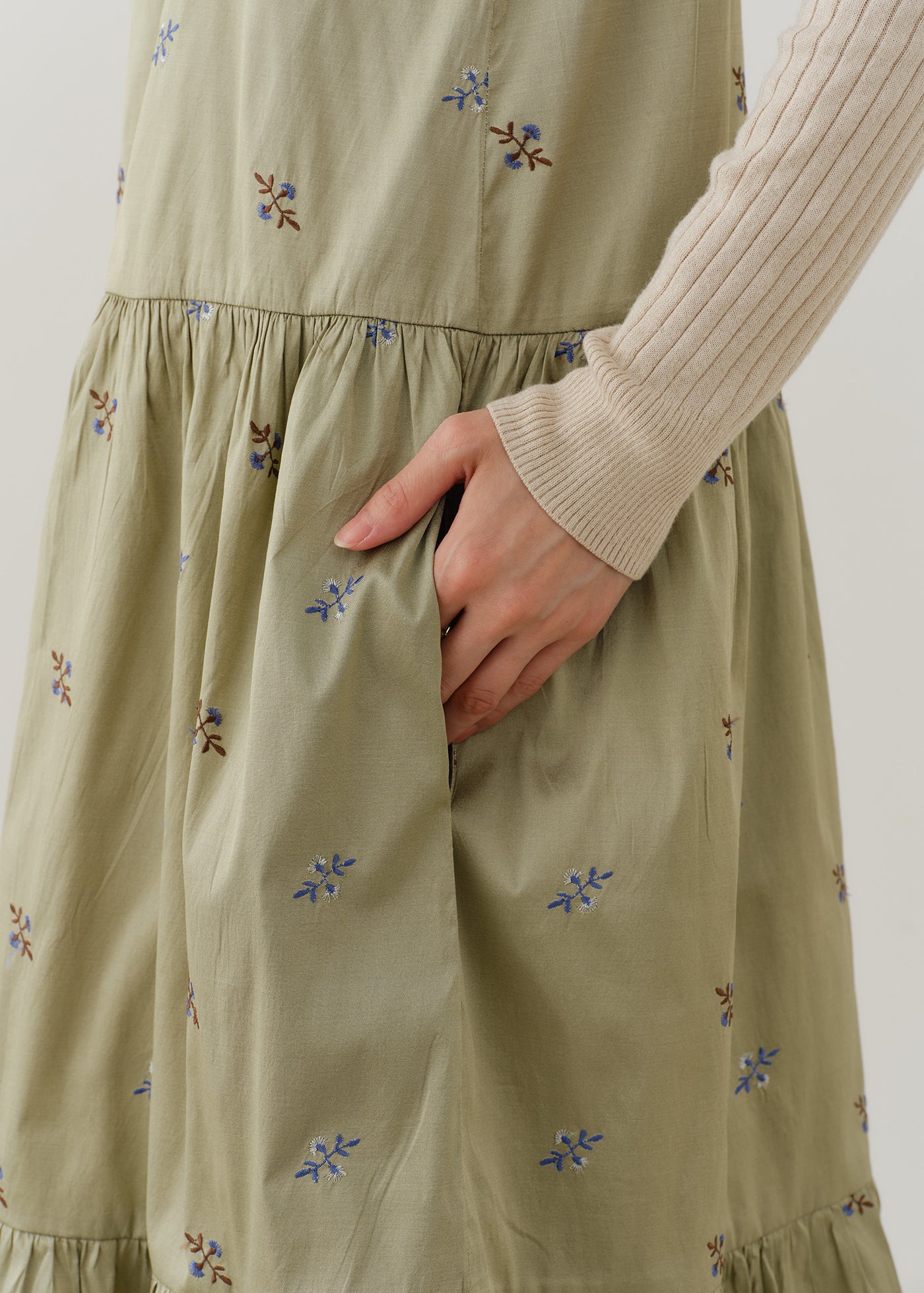 Poly Dupion Embroidery Cami Dress