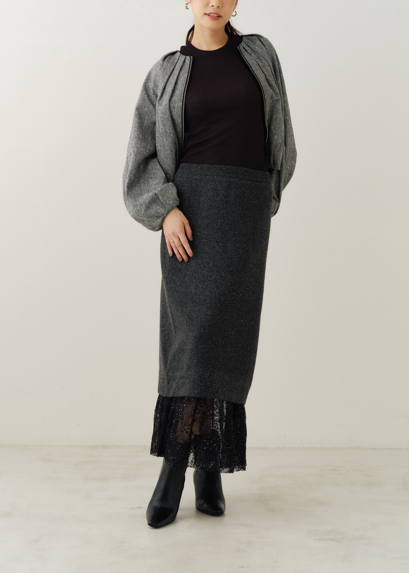Wool Cashmere Lurex Knit Skirt | Pasand by ne Quittez pas | パサン