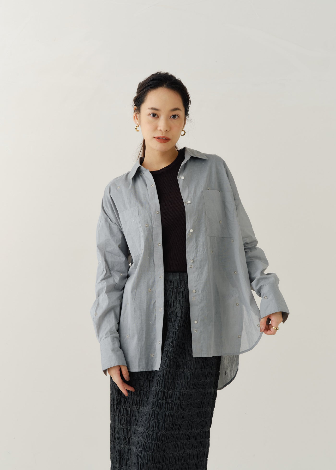 スカート ne Quitez pas 25AW Denim Shirring Skirt Denim Shirring Skirt | Pasand by ne Quittez pas | パサン